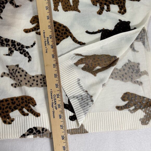 MUD PIE Kenny Cheetah Sweater Oversized Boxy V Neck New - Picture 6 of 9